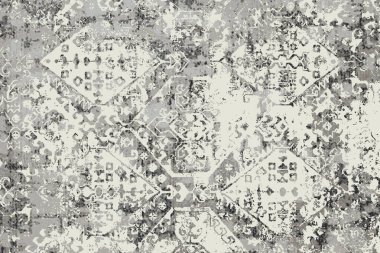 Folk inspired Original washed-out effect Carpet design and illustration with grunge texture 