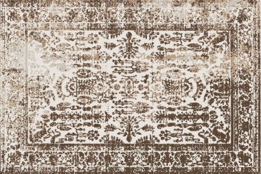 Folk inspired Original washed-out effect Carpet design and illustration with grunge texture 