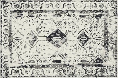 Folk inspired Original washed-out effect Carpet design and illustration with grunge texture 
