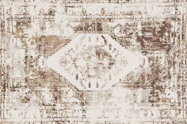 Folk inspired Original washed-out effect Carpet design and illustration with grunge texture 