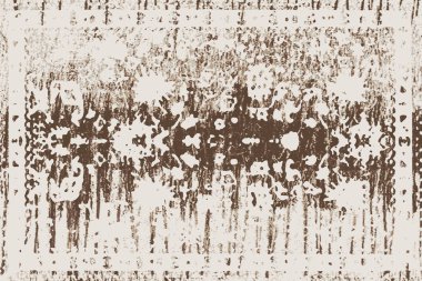 Folk inspired Original washed-out effect Carpet design and illustration with grunge texture 