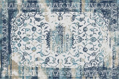 Folk inspired Original washed-out effect Carpet design and illustration with grunge texture 