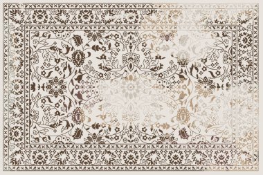 Folk inspired Original washed-out effect Carpet design and illustration with grunge texture 