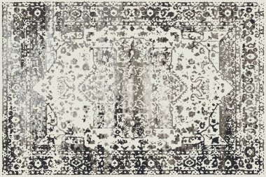 Folk inspired Original washed-out effect Carpet design and illustration with grunge texture 