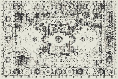 Folk inspired Original washed-out effect Carpet design and illustration with grunge texture 