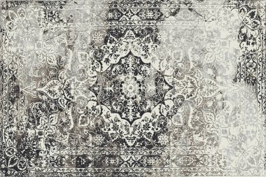 Folk inspired Original washed-out effect Carpet design and illustration with grunge texture 