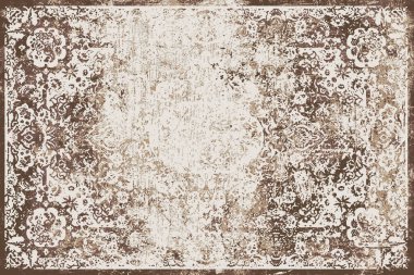 Folk inspired Original washed-out effect Carpet design and illustration with grunge texture 