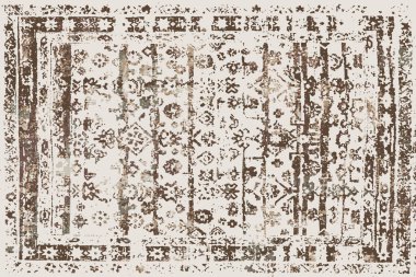 Folk inspired Original washed-out effect Carpet design and illustration with grunge texture 