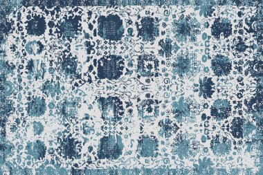 Folk inspired Original washed-out effect Carpet design and illustration with grunge texture 