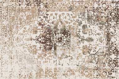 Folk inspired Original washed-out effect Carpet design and illustration with grunge texture 