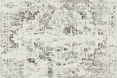 Folk inspired Original washed-out effect Carpet design and illustration with grunge texture 