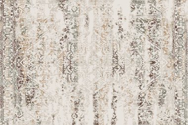 Folk inspired Original washed-out effect Carpet design and illustration with grunge texture 