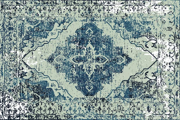 Folk inspired Original washed-out effect Carpet design and illustration with grunge texture 