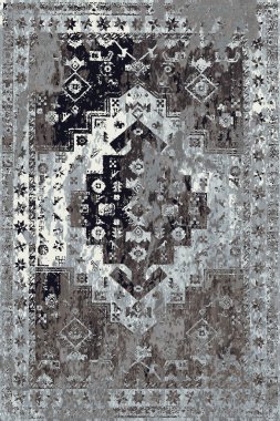 Folk inspired Original washed-out effect Carpet design and illustration with grunge texture 