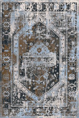 Folk inspired Original washed-out effect Carpet design and illustration with grunge texture 