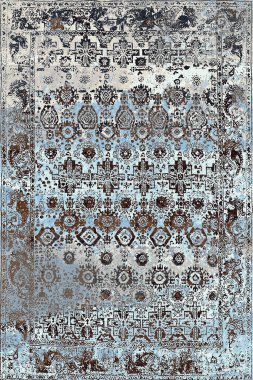 Folk inspired Original washed-out effect Carpet design and illustration with grunge texture 