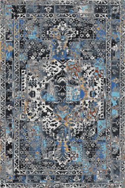 Orijinal, yıkanmış efekt halı tasarımı ve grunge desenli illüstrasyon 