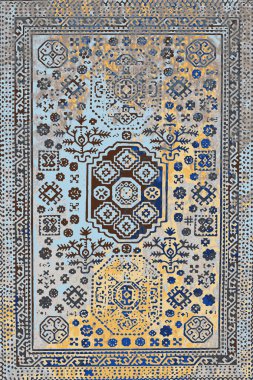 Orijinal, yıkanmış efekt halı tasarımı ve grunge desenli illüstrasyon 