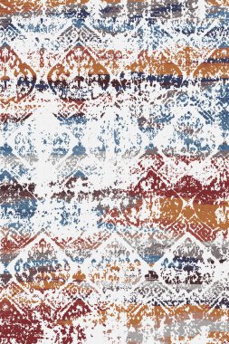 Orijinal, yıkanmış efekt halı tasarımı ve grunge desenli illüstrasyon 