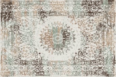 Orijinal, yıkanmış efekt halı tasarımı ve grunge desenli illüstrasyon 