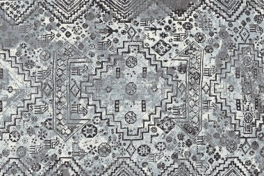 Orijinal, yıkanmış efekt halı tasarımı ve grunge desenli illüstrasyon 