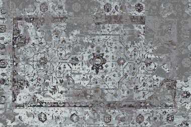 Orijinal, yıkanmış efekt halı tasarımı ve grunge desenli illüstrasyon 