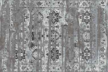 Orijinal, yıkanmış efekt halı tasarımı ve grunge desenli illüstrasyon 