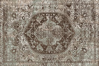 Orijinal, yıkanmış efekt halı tasarımı ve grunge desenli illüstrasyon 