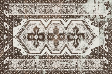 Orijinal, yıkanmış efekt halı tasarımı ve grunge desenli illüstrasyon 