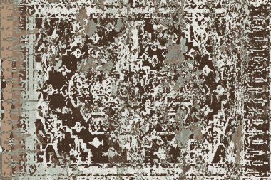 Orijinal, yıkanmış efekt halı tasarımı ve grunge desenli illüstrasyon 