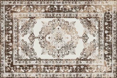 Orijinal, yıkanmış efekt halı tasarımı ve grunge desenli illüstrasyon 