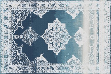 Orijinal, yıkanmış efekt halı tasarımı ve grunge desenli illüstrasyon 