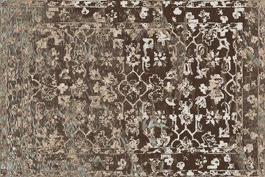 Orijinal, yıkanmış efekt halı tasarımı ve grunge desenli illüstrasyon 