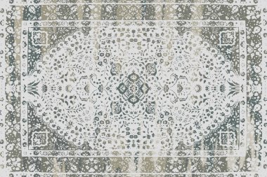 Orijinal, yıkanmış efekt halı tasarımı ve grunge desenli illüstrasyon 
