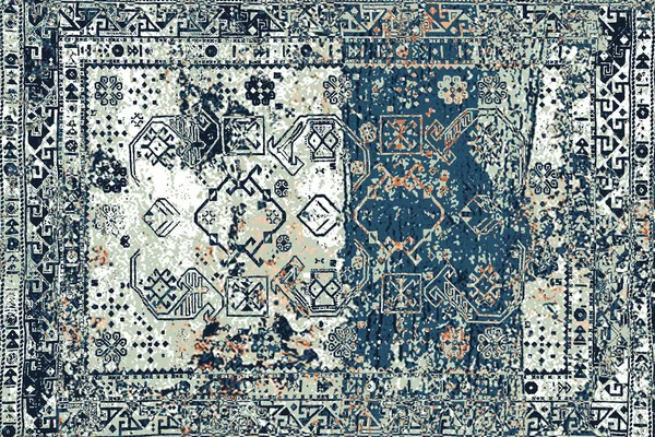 Orijinal, yıkanmış efekt halı tasarımı ve grunge desenli illüstrasyon 