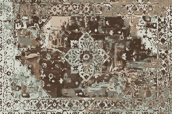 Orijinal, yıkanmış efekt halı tasarımı ve grunge desenli illüstrasyon 