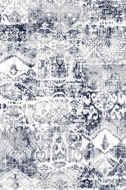 Orijinal halk ve Pers tarzı, paslanmış halı tasarımı ve grunge desenli çizimler 