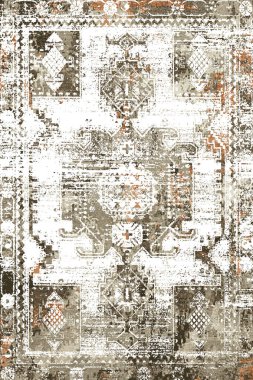 Orijinal halk ve Pers tarzı, paslanmış halı tasarımı ve grunge desenli çizimler 