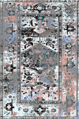 Orijinal halk ve Pers tarzı, paslanmış halı tasarımı ve grunge desenli çizimler 