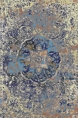 Orijinal halk ve Pers tarzı, paslanmış halı tasarımı ve grunge desenli çizimler 