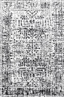Geometrik Halk Biçimi Orijinal Yıkanmış Halı Tasarımı ve grunge desenli illüstrasyon 