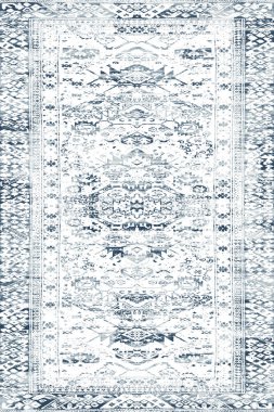 Geometrik Halk Biçimi Orijinal Yıkanmış Halı Tasarımı ve grunge desenli illüstrasyon 