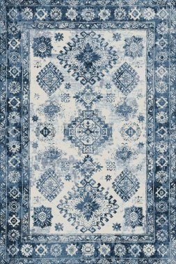 Denim renk biçimi batik silinmiş efekt halı ve halılar yazdırılmış tasarım 