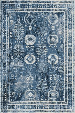 Denim renk biçimi batik silinmiş efekt halı ve halılar yazdırılmış tasarım 