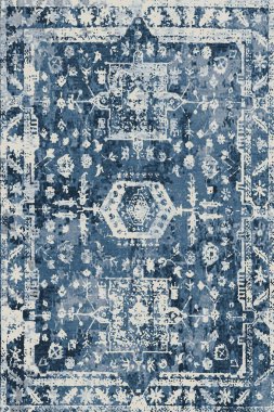 Denim renk biçimi batik silinmiş efekt halı ve halılar yazdırılmış tasarım 