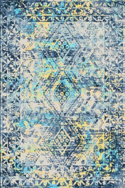 Denim renk biçimi batik silinmiş efekt halı ve halılar yazdırılmış tasarım 