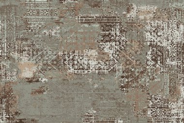 Geometrik Pers halk stili Orijinal yıkanmış halı tasarımı ve grunge desenli illüstrasyon 