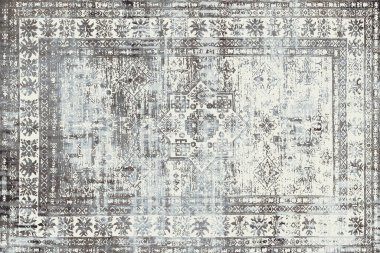 Geometrik Pers halk stili Orijinal yıkanmış halı tasarımı ve grunge desenli illüstrasyon 