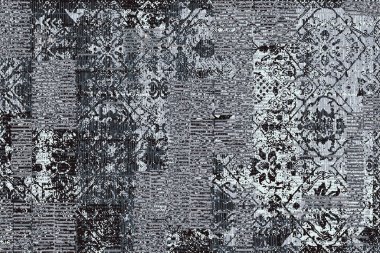 Geometrik Pers halk stili Orijinal yıkanmış halı tasarımı ve grunge desenli illüstrasyon 