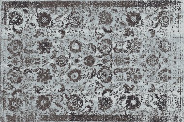 Geometrik Pers halk stili Orijinal yıkanmış halı tasarımı ve grunge desenli illüstrasyon 